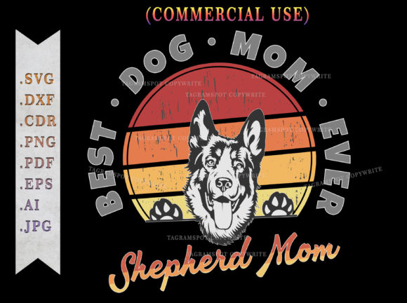German Shepherd Mom Retro Sunset SVG Graphics